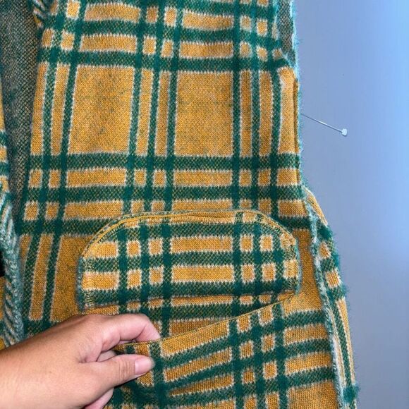 Free people plaid sleeveless peacoat sweater vest long medium new - Picture 7 of 11
